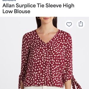 BEACON STITCH FIX Burgundy and White Patterned Blouse